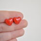 Náušnice pecky srdíčka červené - Belusi