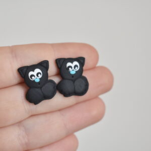 náušnice miniatury kočky černé - Belusi