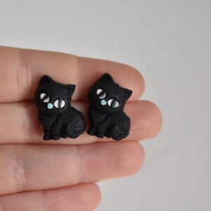 náušnice miniatury kočky černé - Belusi